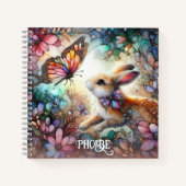 可愛いステンドグラスフローラピンク名 ノートブック (正面)