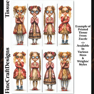 可愛いステンパンクの女の子8人 DV3B デコパージュ 薄葉紙
