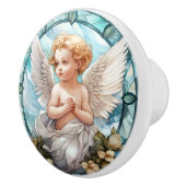 可愛いステンフェイクドグラス天使の宗教 セラミックノブ (右)