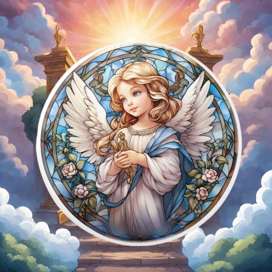 可愛いステンフェイクドグラス天使の宗教 セラミックノブ