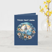 可愛いステンフェイクドグラス灯台の追加文字 カード (黄色い花)