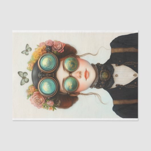 可愛いステームパンクガールと花Z8デコページ 薄葉紙 (正面)