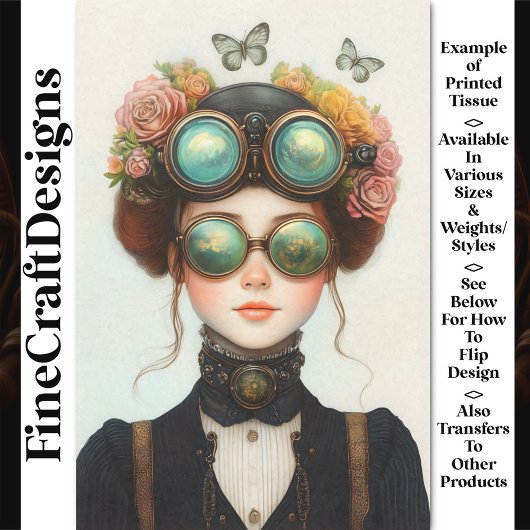 可愛いステームパンクガールと花Z8デコページ 薄葉紙