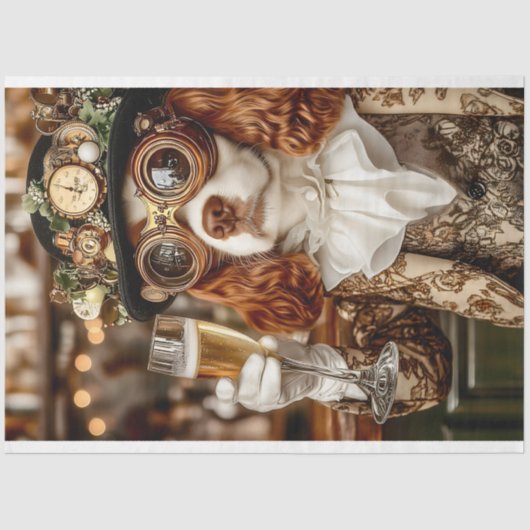 可愛いステームパンクスパニエル犬ドッグトーストBG4デコページ 薄葉紙 (正面)