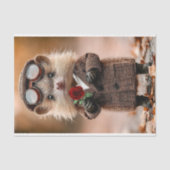 可愛いステームパンクハリネズミ+花AH4デコパージュ 薄葉紙 (正面)