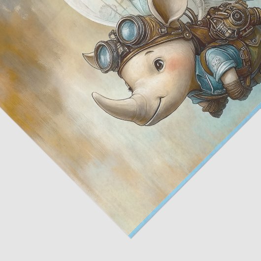 可愛いステームプン飛んでいるクRhino + Wings AW5 Decopage 薄葉紙 (詳細)