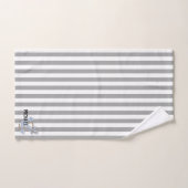 可愛いストライプのいかりグレーのモノグラム模様 バスタオルセット (ハンドタオル)