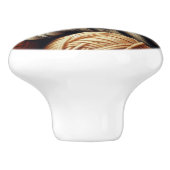 可愛いストライプのグレーの子猫の毛糸 セラミックノブ (側面)