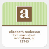 可愛いストライプ模様モノグラム スクエアシール (正面)