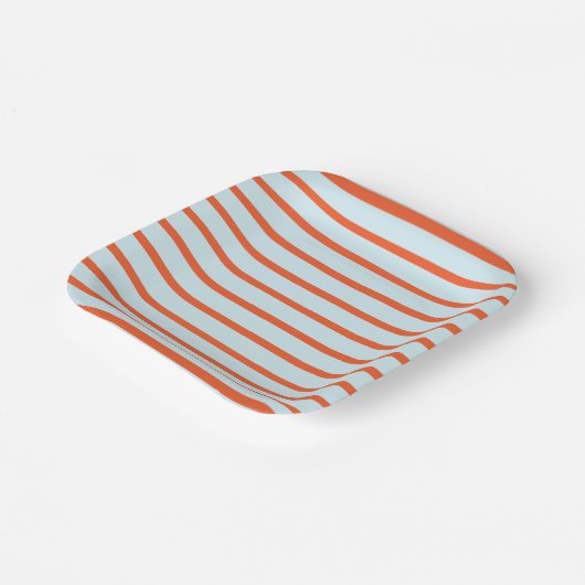 可愛いストライプ模様(青と赤) ペーパープレート (傾斜あり)