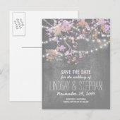 可愛いストリングライトrustic日付ポストカードを保存 案内ポストカード (正面/裏面)