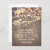 可愛いストリングライトrustic日付ポストカードを保存 案内ポストカード (正面/裏面)