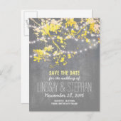 可愛いストリングライトrustic日付ポストカードを保存 案内ポストカード (正面/裏面)