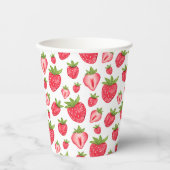 可愛いストロベリーパターン誕生日 紙コップ (正面)