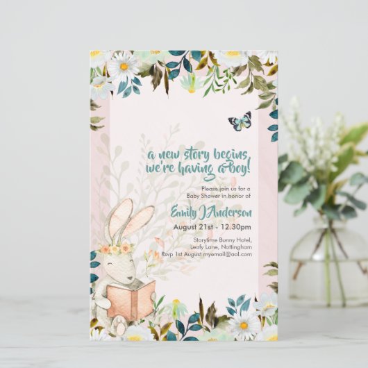 可愛いストーリータイムバニー赤ちゃんシャワー性別Invを明らかにする (スタンド正面)