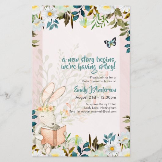 可愛いストーリータイムバニー赤ちゃんシャワー性別Invを明らかにする (正面)