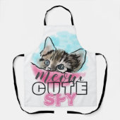 可愛いスパイ |可愛おもしろいい子猫ピンクブルー エプロン (正面)