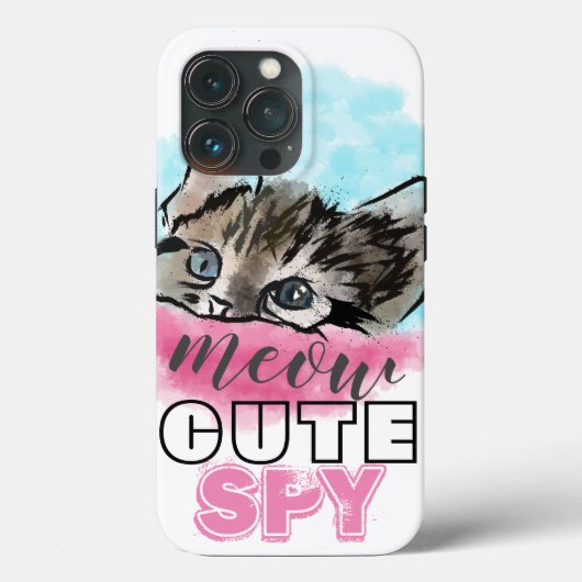 可愛いスパイ |可愛おもしろいい子猫ピンクブルー Case-Mate iPhoneケース (裏面)