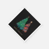 可愛いスパークリーの水色クリスマスツリー スタンダードカクテルナプキン (角)