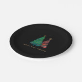 可愛いスパークリーの水色クリスマスツリー ペーパープレート (アングル)