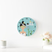 可愛いスパ女性キャンドル&竹イラストレーション ラウンド壁時計 (ホーム)