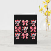 可愛いスフィンクス猫レッドプリドコケットボウクリスマスW カード (黄色い花)