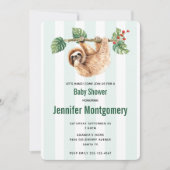 可愛いスロぶら下がったスの逆さ水色シャワー 招待状 (正面)