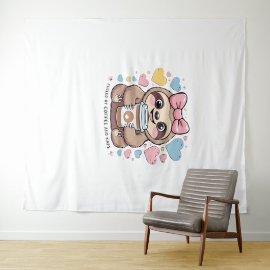 可愛いスロスコーヒーラバーシャツおもしろい- Fueled by Co タペストリー (インサイチュ(横))