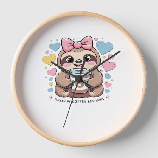 可愛いスロスコーヒーラバーシャツおもしろい- Fueled by Co 壁時計 (正面)