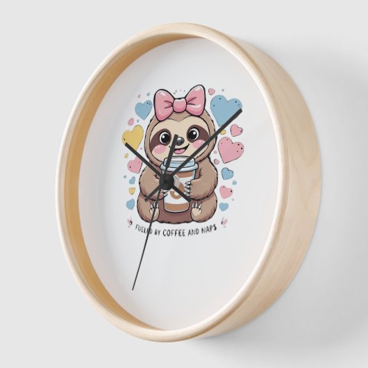 可愛いスロスコーヒーラバーシャツおもしろい- Fueled by Co 壁時計 (傾斜)