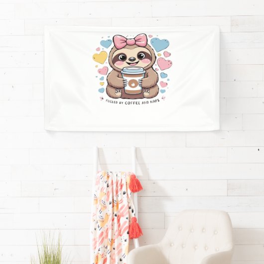 可愛いスロスコーヒーラバーシャツおもしろい- Fueled by Co 横断幕 (インサイチュ)