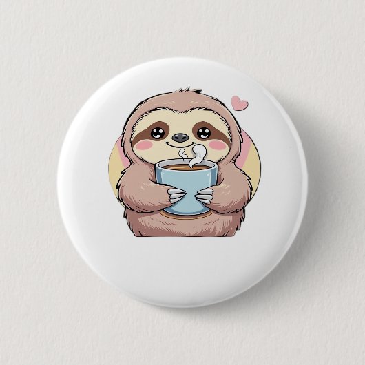 可愛いスロスコーヒーラバーシャツおもしろい- Fueled by Co 缶バッジ (正面)