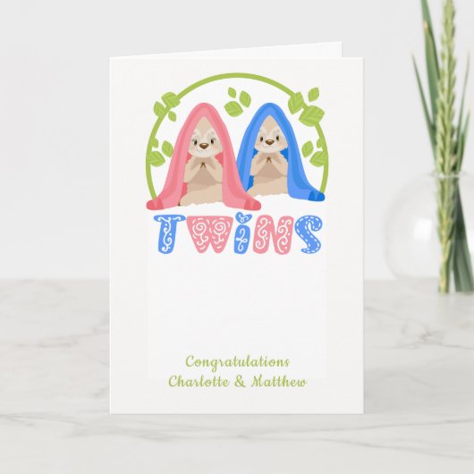 可愛いスロスボーイ&ガールニューツインベビー カード (正面)