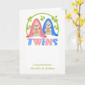 可愛いスロスボーイ&ガールニューツインベビー カード (黄色い花)