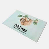 可愛いスロッぶら下がったスの逆さ水彩へようこそ ドアマット (アングル)