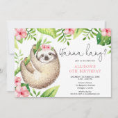 可愛いスロッスピンク葉グリーンガールバースデーパーティー 招待状 (正面)