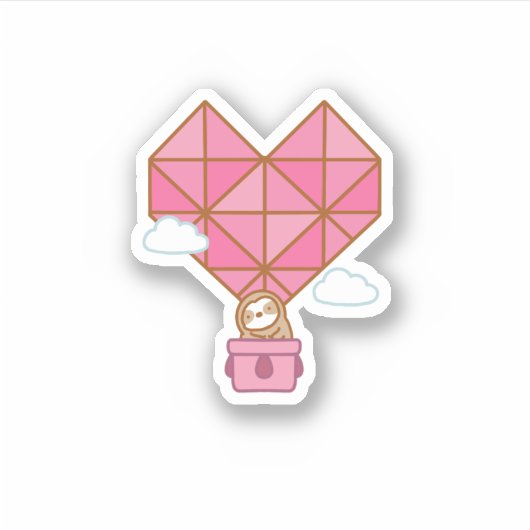 可愛いスロースハートホットエアバルーンビニールシール シール (正面)