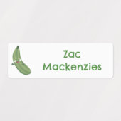 可愛いズッキーニのハッピーカートーパーソナライズされたン ラベル (デザイン2)