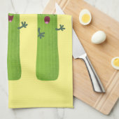 可愛いセロリにトリオ漫画の野菜を付ける キッチンタオル (四つ折り)