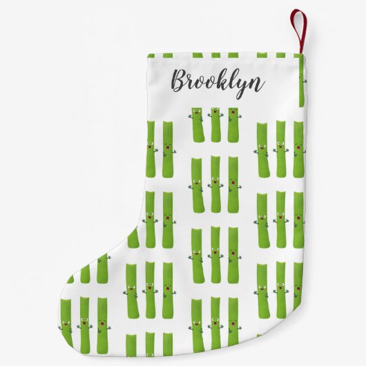 可愛いセロリにトリオ漫画の野菜を付ける スモールクリスマスストッキング (裏面)