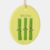 可愛いセロリにトリオ漫画の野菜を付ける セラミックオーナメント (右)