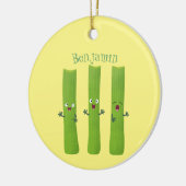 可愛いセロリにトリオ漫画の野菜を付ける セラミックオーナメント (左)