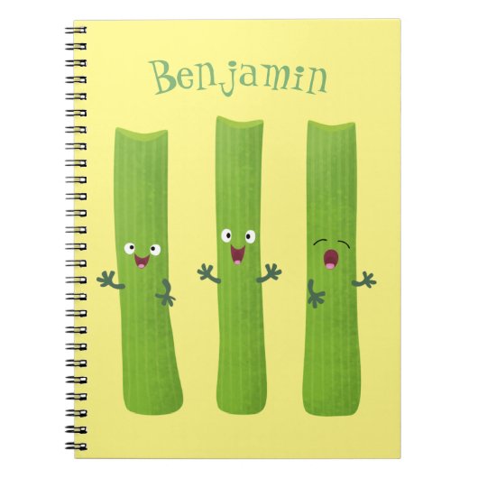 可愛いセロリにトリオ漫画の野菜を付ける ノートブック (正面)