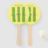 可愛いセロリにトリオ漫画の野菜を付ける ハンドファン (正面&裏面)