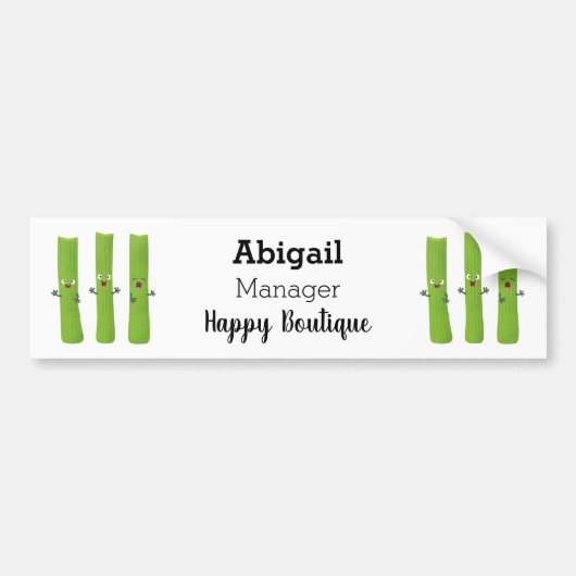 可愛いセロリにトリオ漫画の野菜を付ける バンパーステッカー (正面)