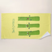 可愛いセロリにトリオ漫画の野菜を付ける ビーチタオル (正面)