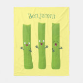 可愛いセロリにトリオ漫画の野菜を付ける フリースブランケット (正面)