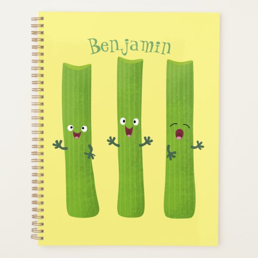 可愛いセロリにトリオ漫画の野菜を付ける プランナー手帳 (正面)