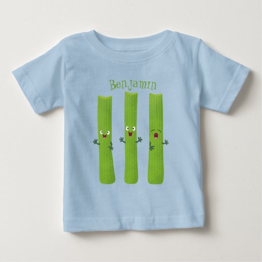 可愛いセロリにトリオ漫画の野菜を付ける ベビーTシャツ (正面)