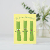 可愛いセロリにトリオ漫画の野菜を付ける ポストカード (スタンド正面)